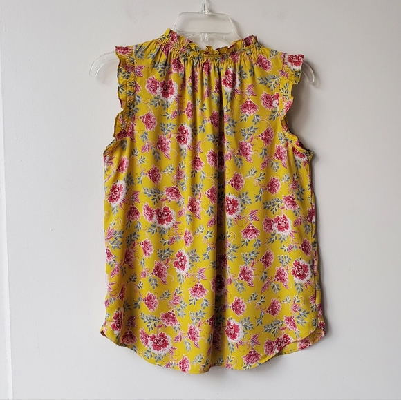 NWT Loft Floral Sleeveless Ruffle Top - Picture 10 of 12
